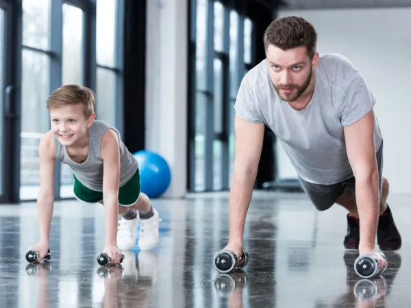 kids at the gym with parents